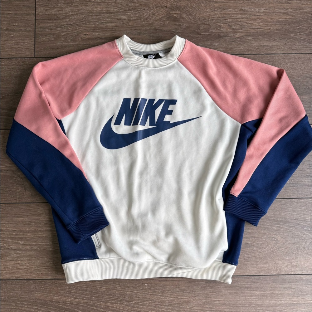 Nike Women’s Colorblock Crewneck Sweatshirt - White, Pink & Navy